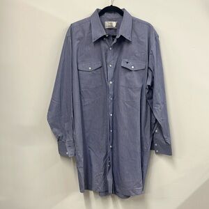 Vintage longhorn by river western wear blue button up shirt 18x35